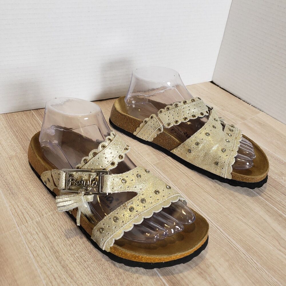 Betula Birkenstock Krystle Gold Leather Sandals Women’s EU 38.5 US 8 Boho Studde - Picture 3 of 8